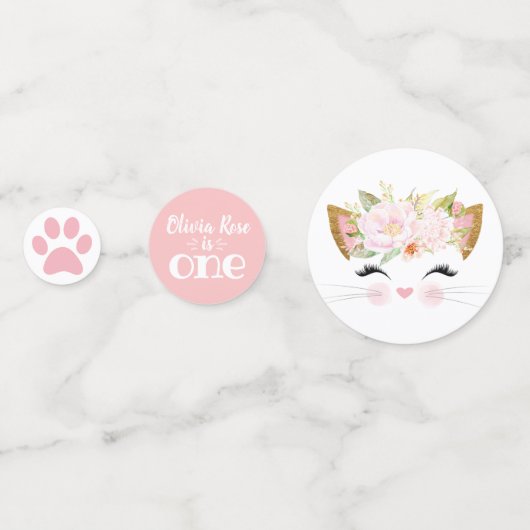 かわいらし子猫パーソナライズされた猫誕生日写真 コンフェッティ (裏面)