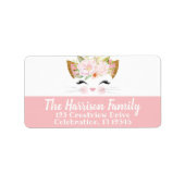 かわいらし子猫ピンク&ホワイトキャット顔差出人住所 ラベル (正面)