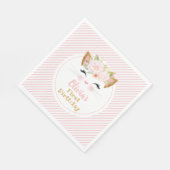 かわいらし子猫ピンク&金ゴールドガール誕生日 スタンダードランチョンナプキン (角)