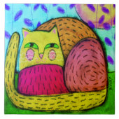 かわいらし子猫抽象芸術デジ絵を描タル タイル (正面)