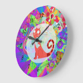 かわいらし子猫熱狂するのお姫様の贈り鮮やか物カラフル ラージ壁時計 (傾斜)