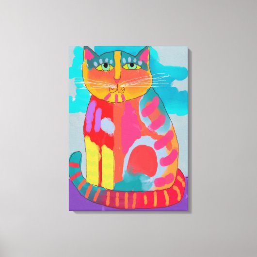 かわいらし子猫絵画抽象芸術 キャンバスプリント (正面)