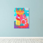 かわいらし子猫絵画抽象芸術 キャンバスプリント (インサイチュ (ウッドフロア))