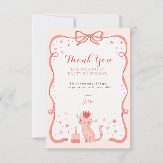 かわいらし子猫誕生日 サンキューカード (正面)