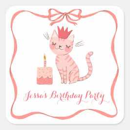 かわいらし子猫誕生日 スクエアシール