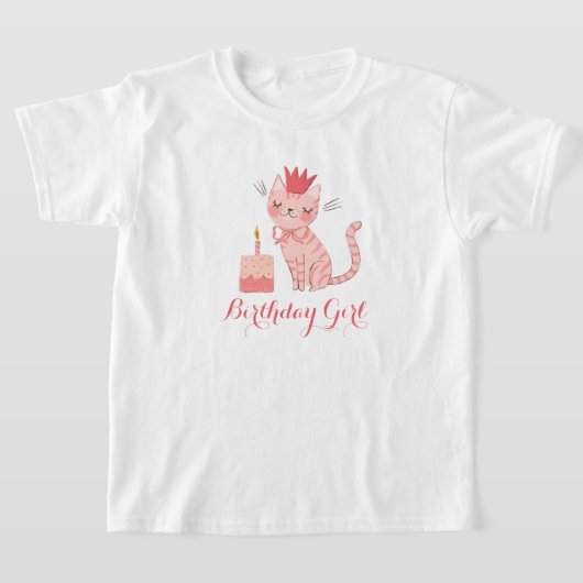 かわいらし子猫誕生日 Tシャツ (レイダウン)
