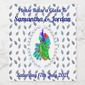 かわいらし孔雀ペアパーソナライズされたワインラベル ワインラベル (シングルラベル)