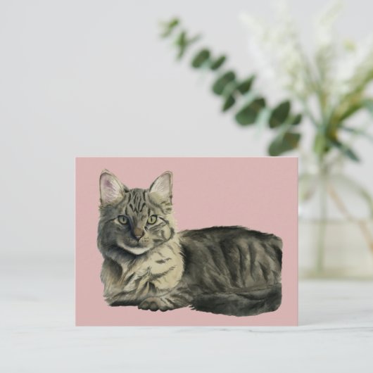 かわいらし家庭用中毛キティ猫の水色 ポストカード (スタンド正面)