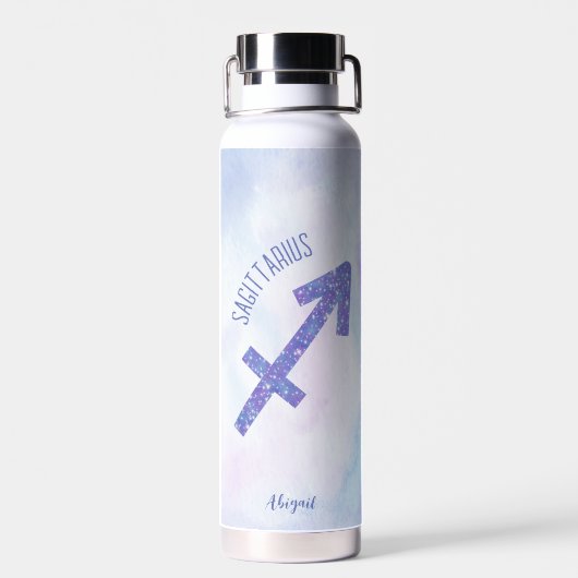 かわいらし射手座サインカスタム紫色の星占い ウォーターボトル (背面)