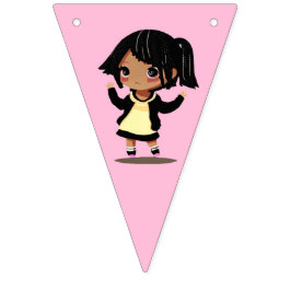 かわいらし小さな女の子ピンクとイエロー誕生日 バンティングフラッグ