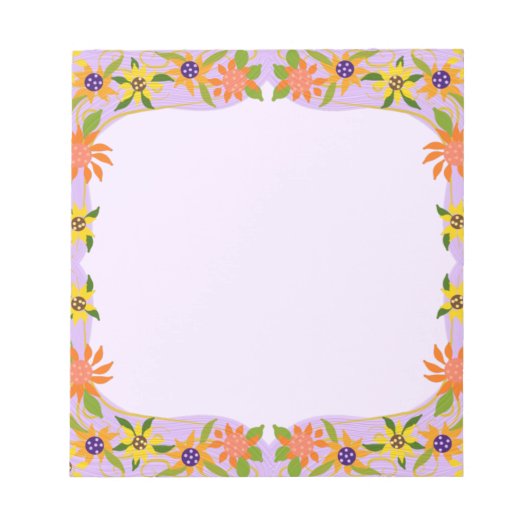 かわいらし小さな花カスタマイズ紫 ノートパッド (正面)