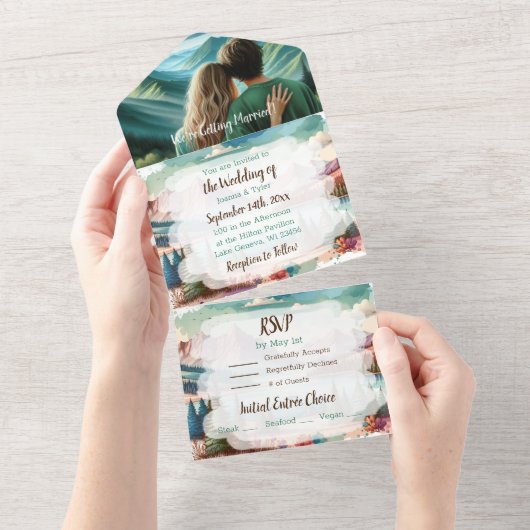 かわいらし山シ結婚ーン オールインワン招待状 (貼ってはがせる)