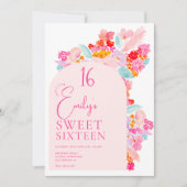 かわいらし庭はっきりしたピンクフローラ甘い16 招待状 (正面)