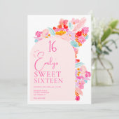 かわいらし庭はっきりしたピンクフローラ甘い16 招待状 (スタンド正面)