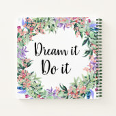 かわいらし引用文水色フローラ ノートブック (裏面)