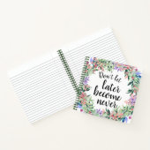 かわいらし引用文水色フローラ ノートブック (内部)