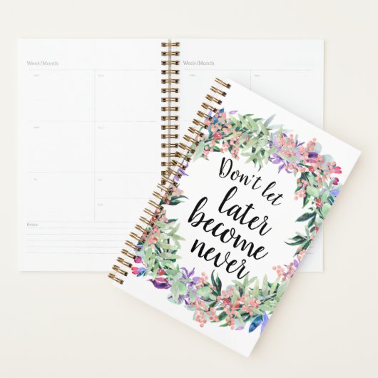 かわいらし引用文水色フローラ プランナー手帳 (ディスプレー)