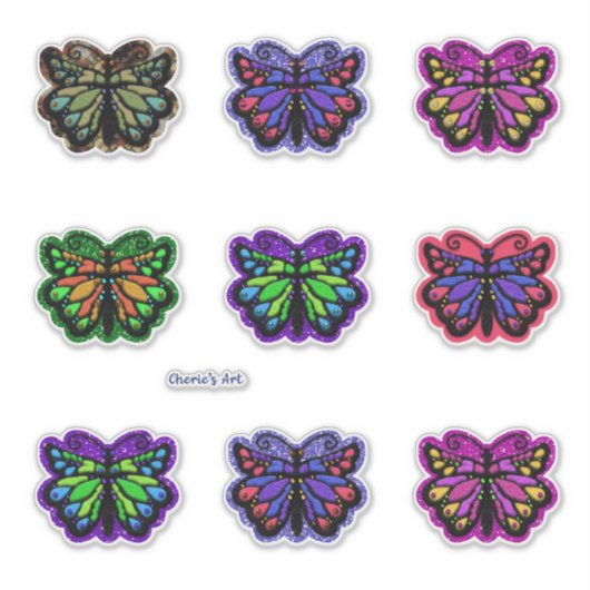 かわいらし感じフェイクビーズのキラキラした蝶 シール (正面)