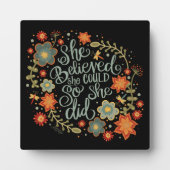 かわいらし感動的フローラ信じた引用文 フォトプラーク (正面)