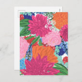 かわいらし手色彩の鮮やかカラフル花 シーズンポストカード (正面/裏面)