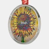 かわいらし抽象芸術ひま絵画わり メタルオーナメント (左)