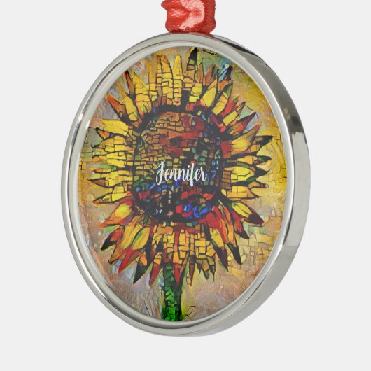 かわいらし抽象芸術ひま絵画わり メタルオーナメント (左)