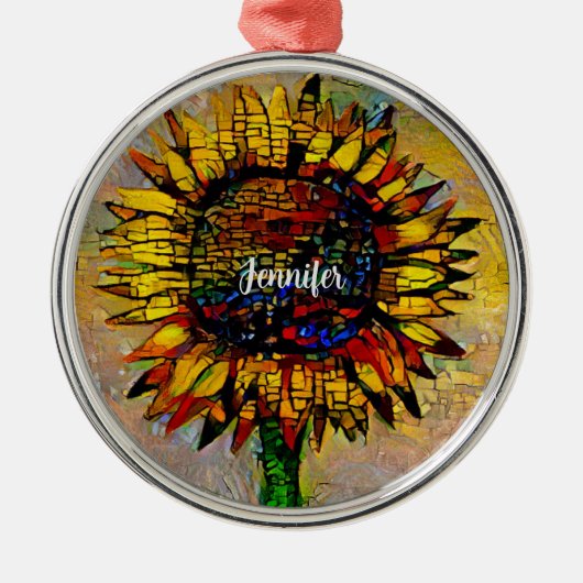 かわいらし抽象芸術ひま絵画わり メタルオーナメント (正面)