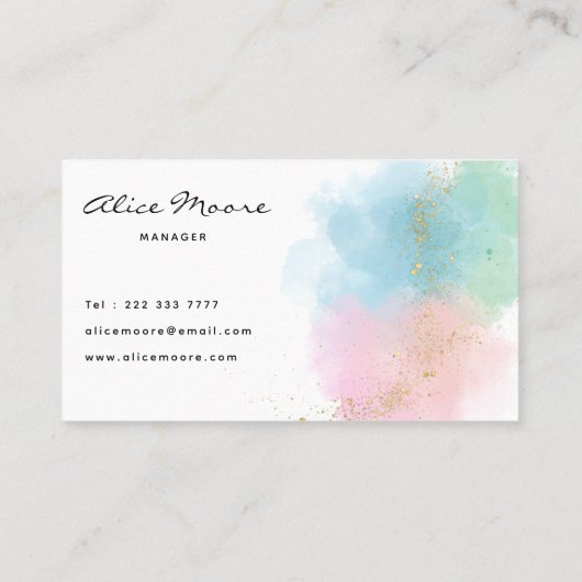 かわいらし抽象芸術カラフル水彩ブラシ 名刺 (裏面)