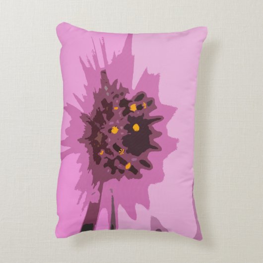 かわいらし抽象芸術ピンクデイジー花 アクセントクッション (裏面(縦))