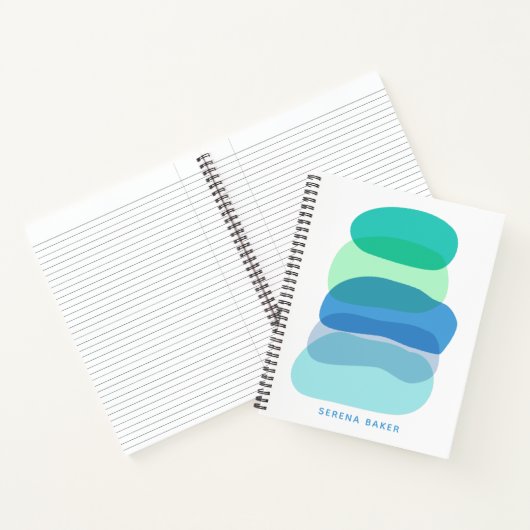 かわいらし抽象芸術幾何学模様(青パーソナライズされた) ノートブック (内部)