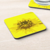 かわいらし抽象芸術鮮やかな黄色のデイジー花 コースター (左側)