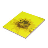 かわいらし抽象芸術鮮やかな黄色のデイジー花 タイル (側面)