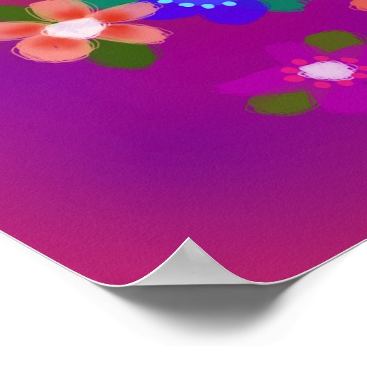 かわいらし数々の色の花ボホスタイル ポスター (角)