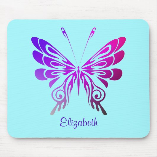 かわいらし数々の色の蝶パーソナライズされた類 マウスパッド (正面)
