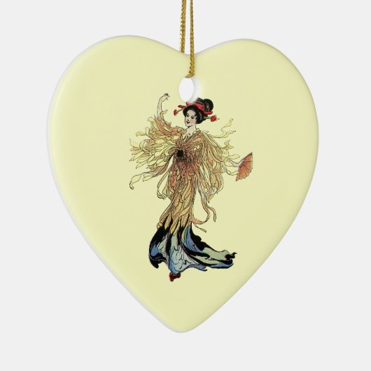 かわいらし日本の芸者花妖精ヴィンテージ セラミックオーナメント (右)