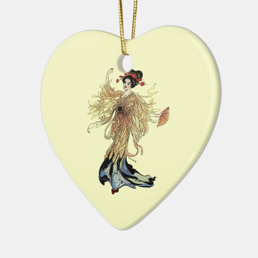 かわいらし日本の芸者花妖精ヴィンテージ セラミックオーナメント (左)