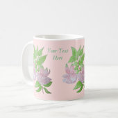 かわいらし明るい赤紫色フローラ付きピンク離れ色の花 コーヒーマグカップ (正面左)