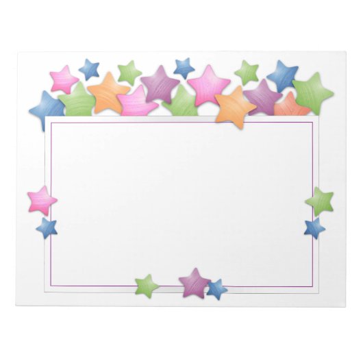 かわいらし星カラフル枠 ノートパッド (正面)