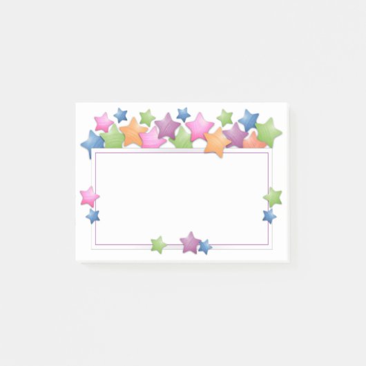 かわいらし星カラフル枠 ポストイット (正面)