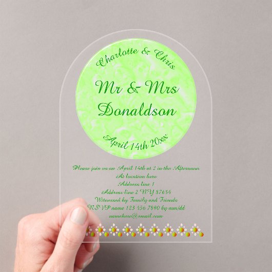 かわいらし春の結婚式りんご アクリル招待状 (インサイチュ (ポータブル))