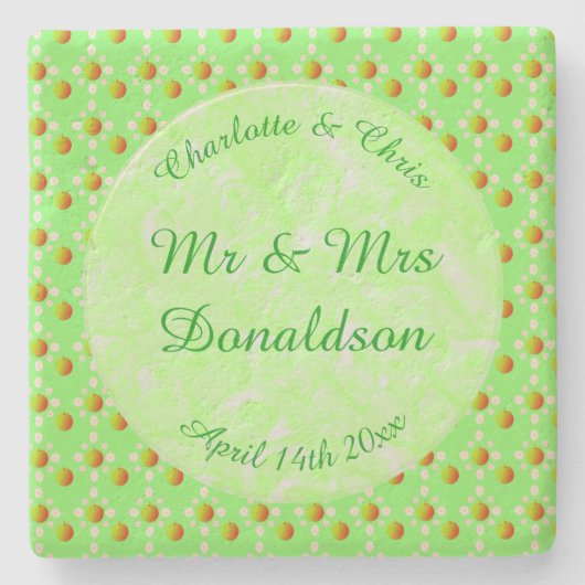 かわいらし春の結婚式りんご ストーンコースター (正面)