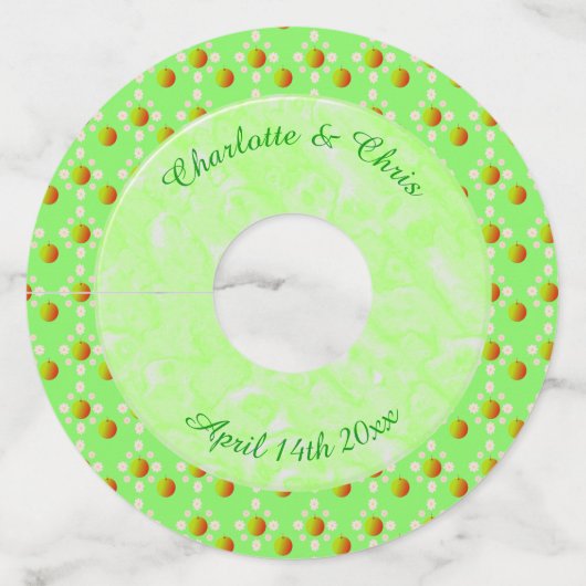 かわいらし春の結婚式りんご ワイングラスタグ (正面)