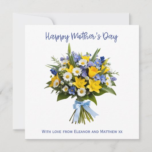 かわいらし春の花パーソナライズされた母の日 カード (正面)