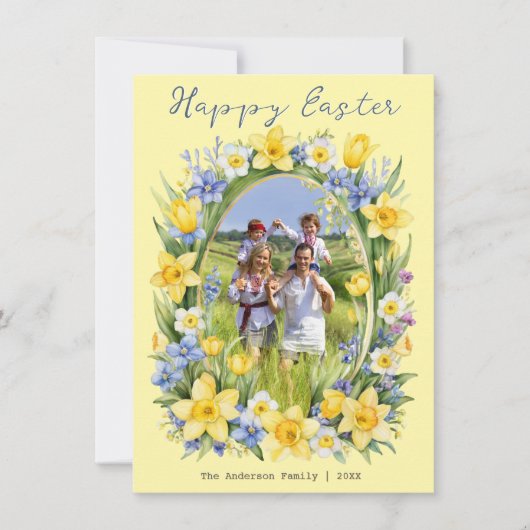 かわいらし春の花写真パーソナライズされたイースター シーズンカード (正面)