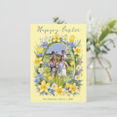 かわいらし春の花写真パーソナライズされたイースター シーズンカード (スタンド正面)