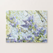 かわいらし春の花紫色の花の木自然 ジグソーパズル (横)