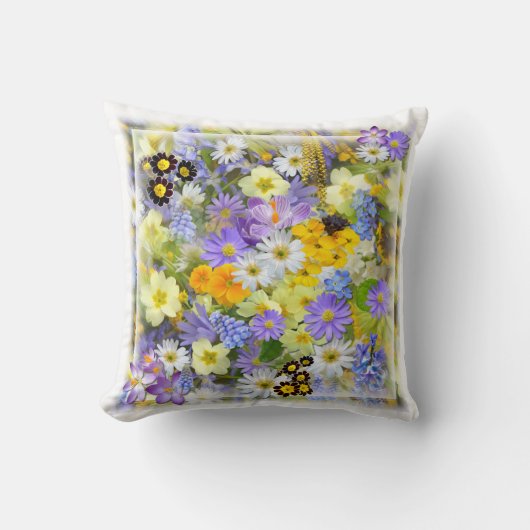 かわいらし春の花 クッション (正面)