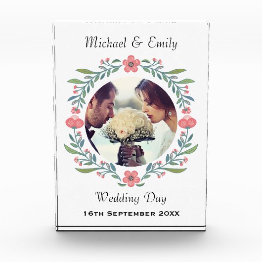 かわいらし春サマーの結婚フローラリース写真 フォトブロック (正面)