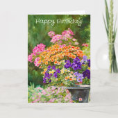 かわいらし春サマーガーデンフラワーズ誕生日 カード (正面)