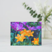 かわいらし春チューリップオレンジパープルポストカード ポストカード (スタンド正面)